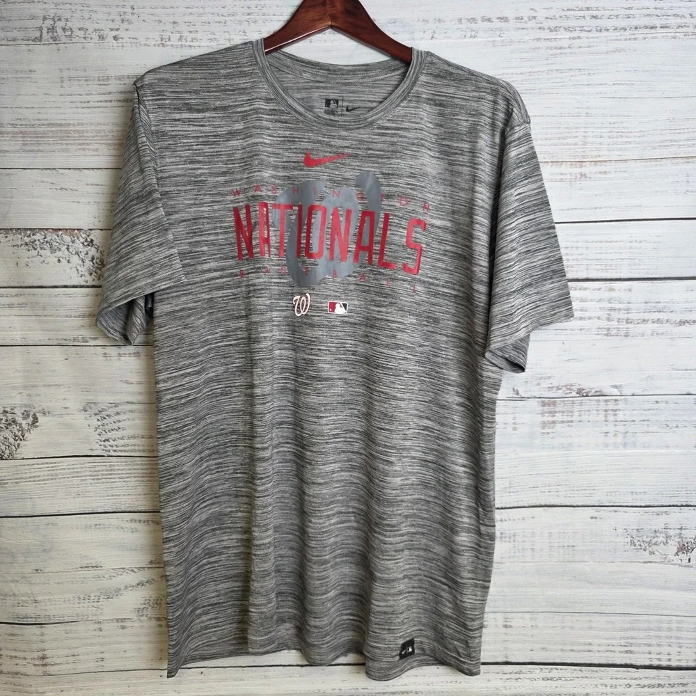 Washington Nationals Nike MLB Authentic Nike Tee Short Sleeve Shirt Mens XL Gray